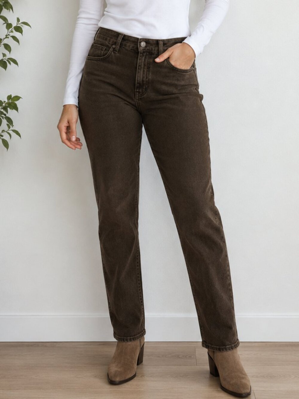 GAP Vintage Slim High Rise Jeans Women's 33 Brown Straight Leg Denim